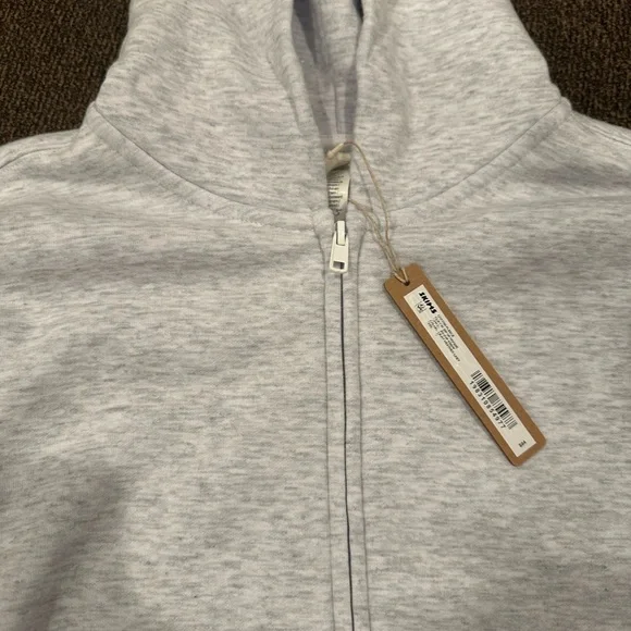 NWT SKIMS Light Gray Cotton Fleece Classic Zip Up Hoodie - Picture 3 of 6